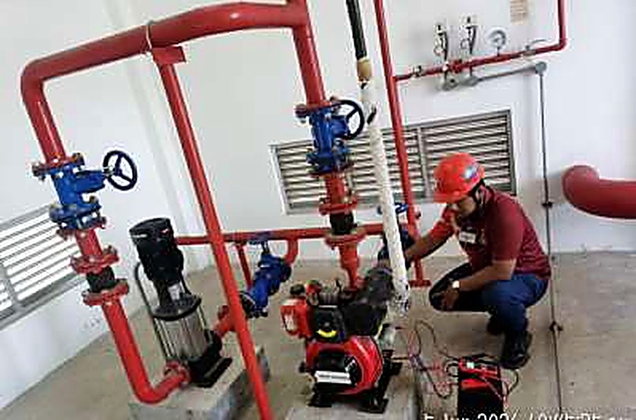 Fire pump and sprinkler riser installation